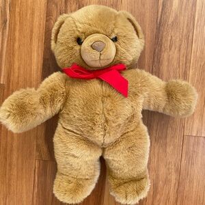 1991 JC Penney Christmas Collection 22" Plush Bear W/ Red Bow Stuffed Animal